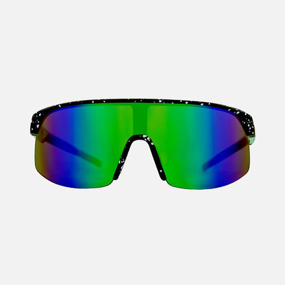 Velocity - Matt Black and Crystal Green Frame with Paint spatter detail,  Grey Lens with Green Iridium