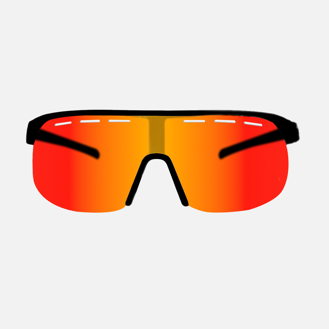 Velocity HD -  Matte Black Frame, Grey Lens HD with Red Iridium plus Venting
