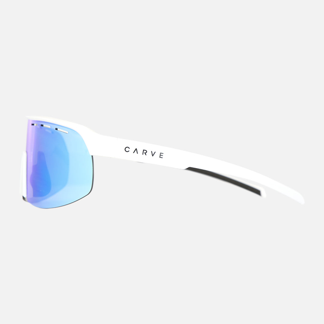 Velocity - Gloss White Frame Grey Blue Iridium Lens with Venting