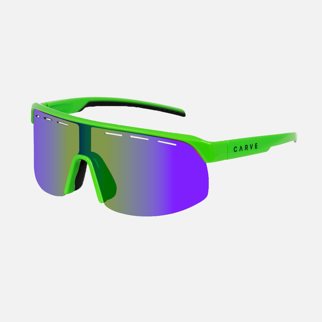 Velocity HD - Gloss Lime frame, Rose Lens with Green/Purple Iridium plus Venting