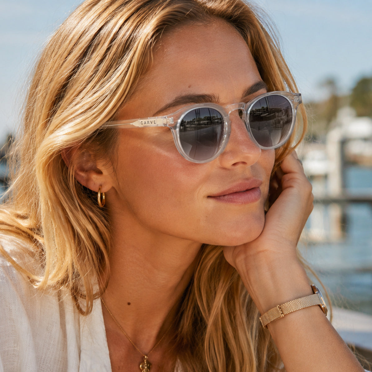 Hudson - Crystal Clear Frame Grey Lens