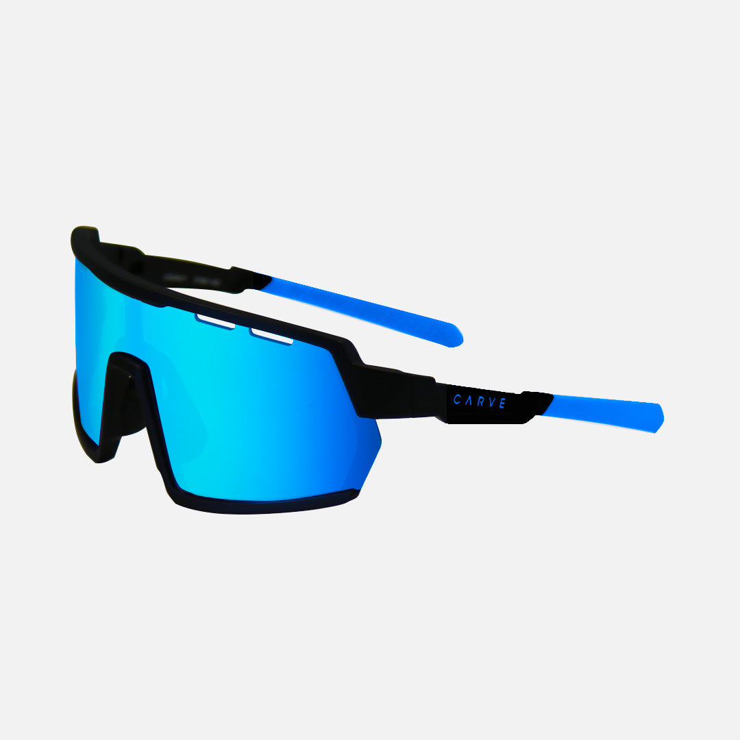 Legacy Matte Black Frame - Blue Rubber Arm Grey Blue Iridium HD Lens Venting