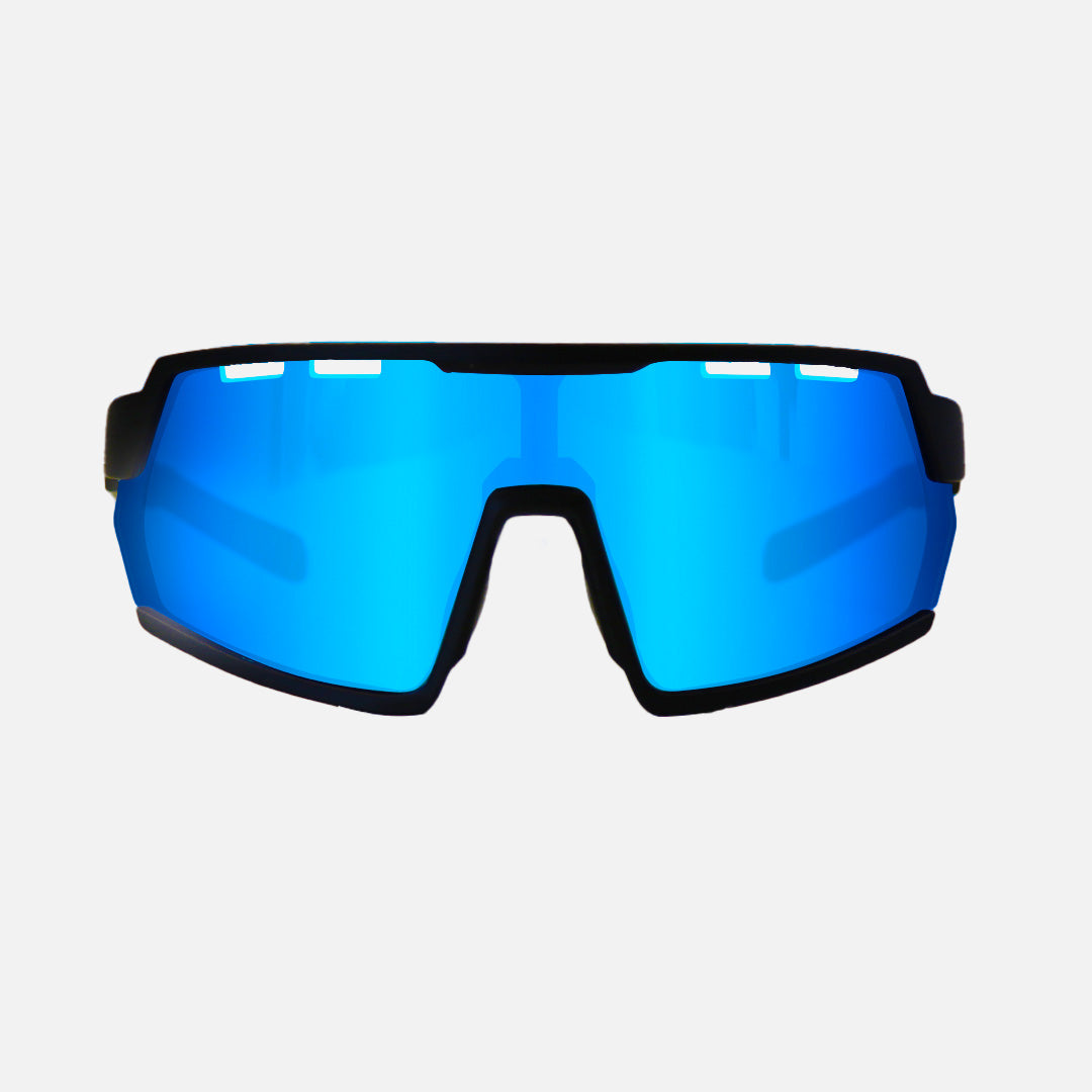 Legacy Matte Black Frame - Blue Rubber Arm Grey Blue Iridium HD Lens Venting