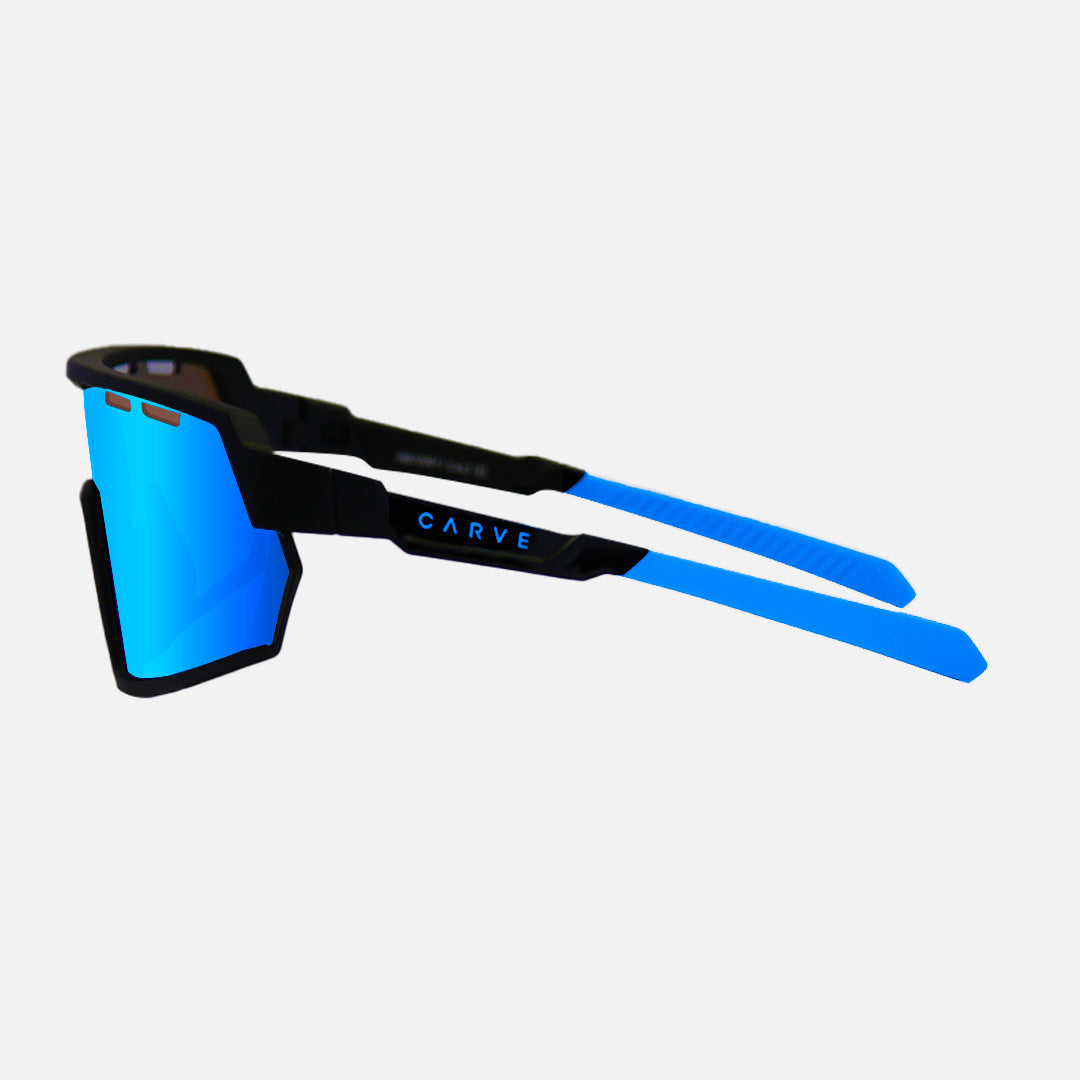 Legacy HD - Matte Black Frame Blue Rubber Arm, Rose Lens with Blue Iridium with Venting