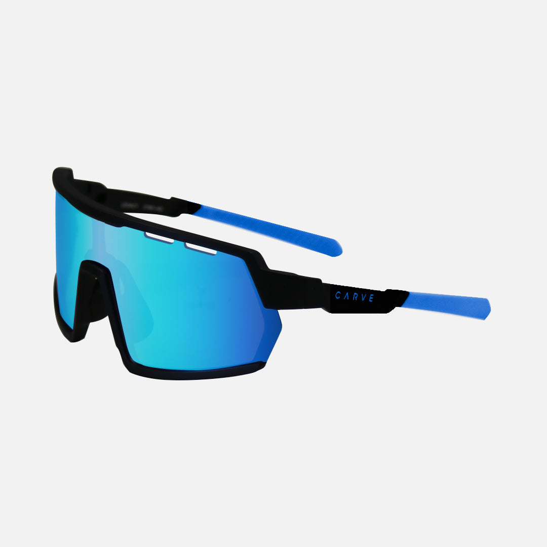 Legacy Matte Black Frame - Blue Rubber Arm Grey Blue Iridium Lens Venting