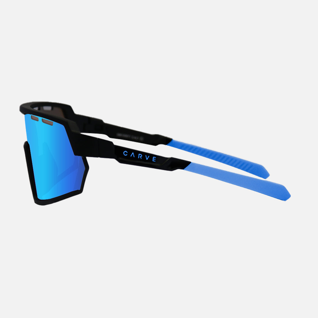 Legacy Matte Black Frame - Blue Rubber Arm Grey Blue Iridium Lens Venting