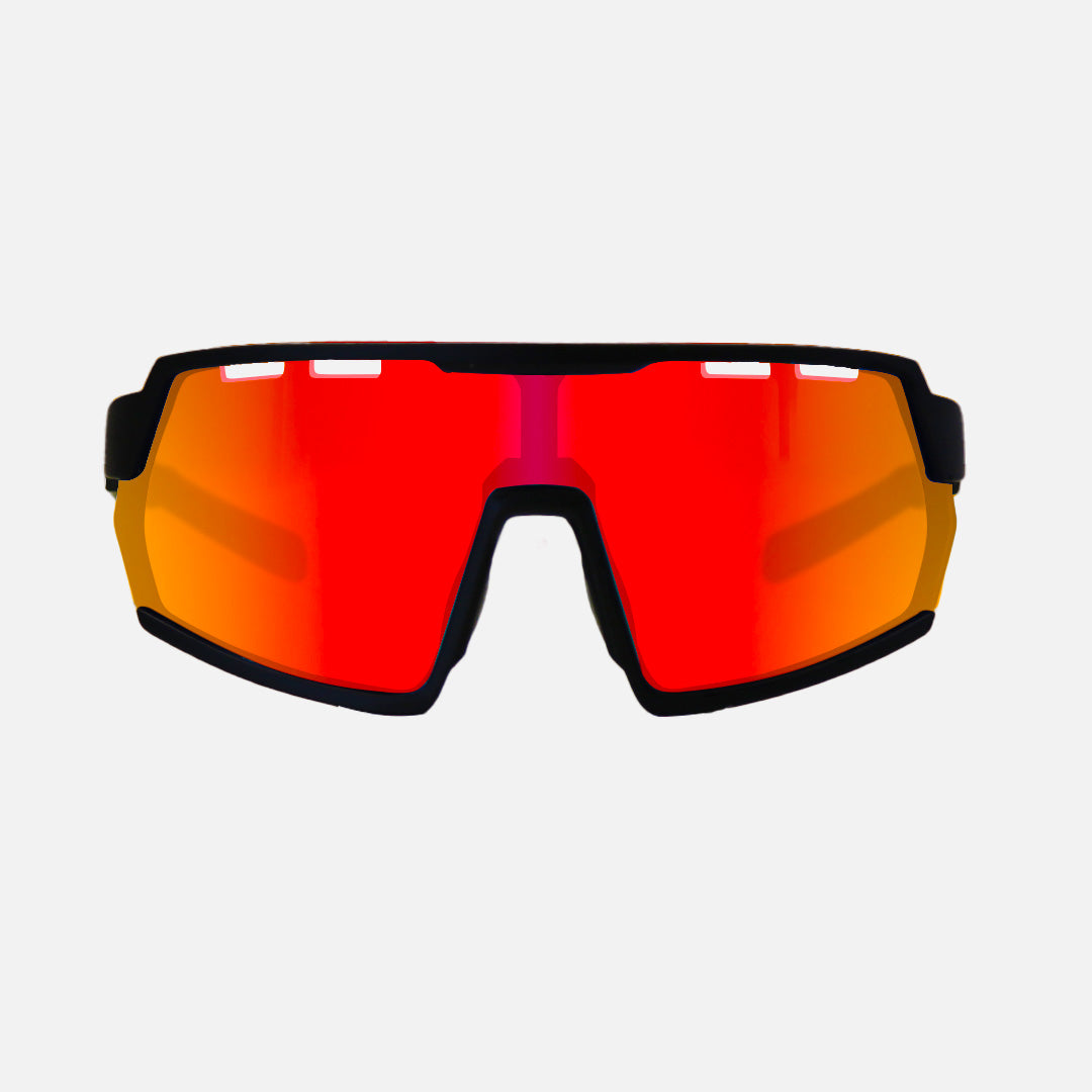 Legacy HD - Matte Black Rubber Frame, Grey Lens Red Iridium HD with Venting