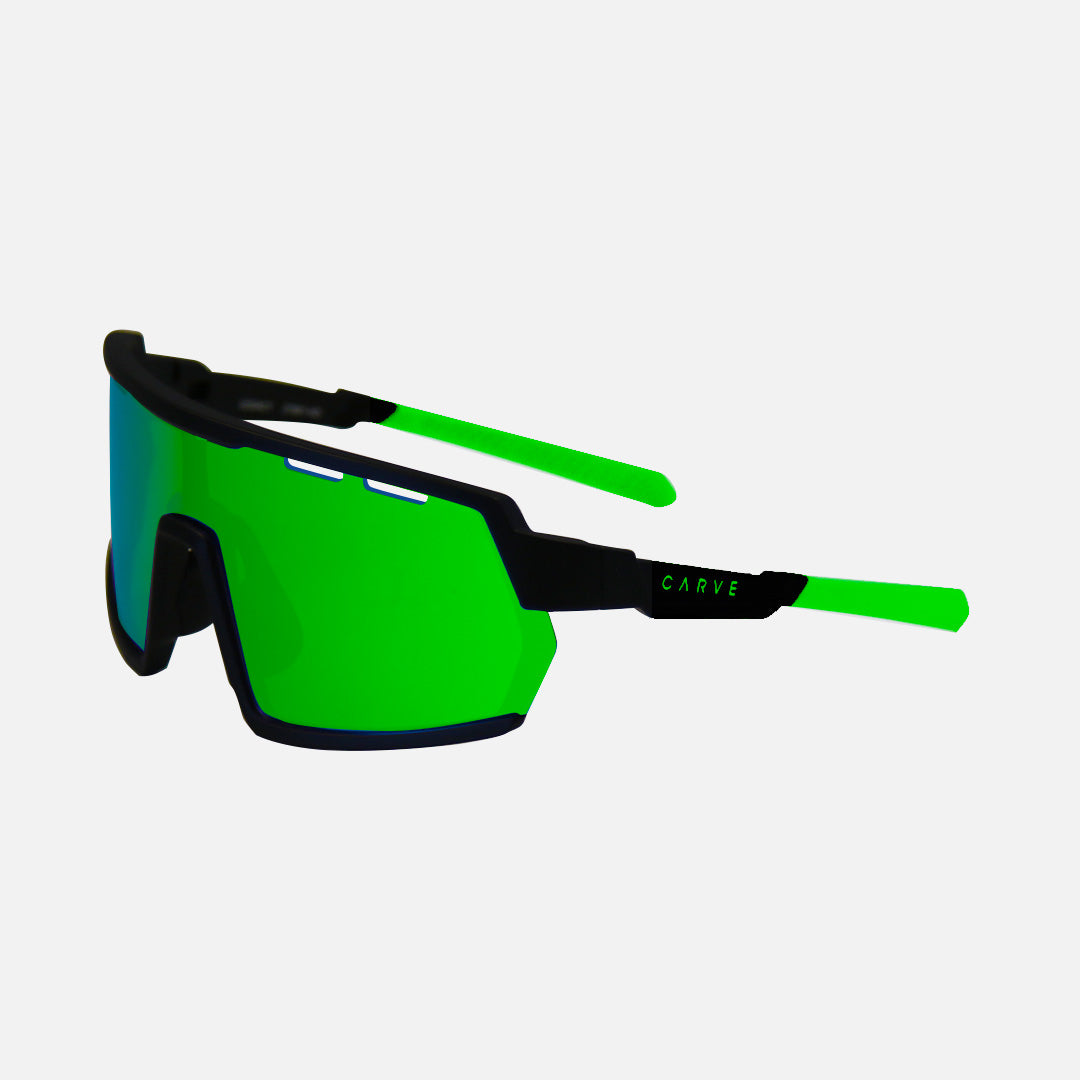 Legacy Matte Black Frame - Green Rubber Arm Grey Red Iridium HD Lens Venting