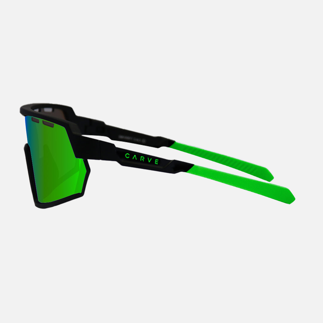 Legacy Matte Black Frame - Green Rubber Arm Grey Red Iridium Lens Venting