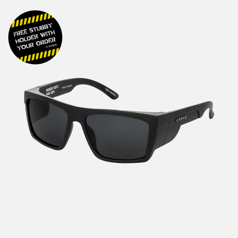 Volley - Safety Matt Black Frame - Grey Polarized Lens