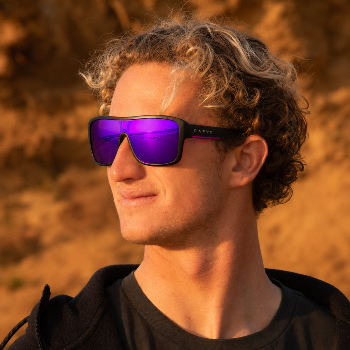 Anchor Beard - Gloss Black Outer Frame with Purple Crystal inner Trims, Purple Iridium Lens