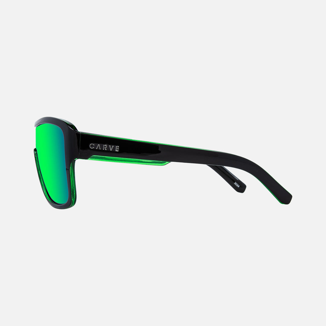 Anchor Beard - Gloss Black Outer Frame with Green Crystal inner Trims, Green Iridium Lens