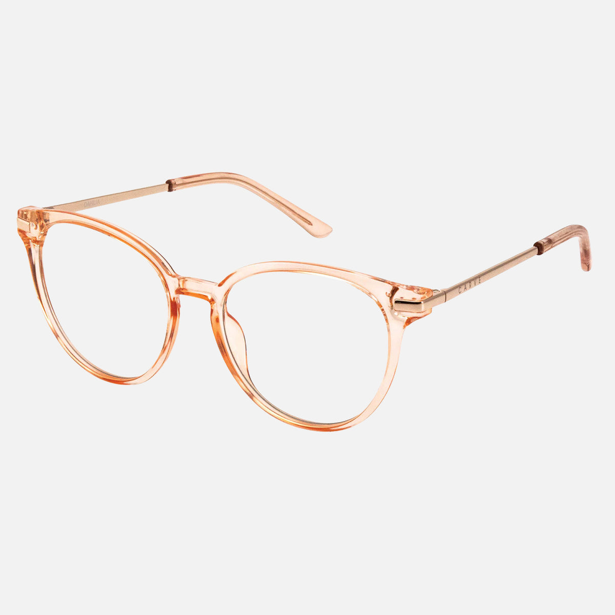 Dahlia - Blue Light Reading Crystal Pink Champagne Frame Glasses