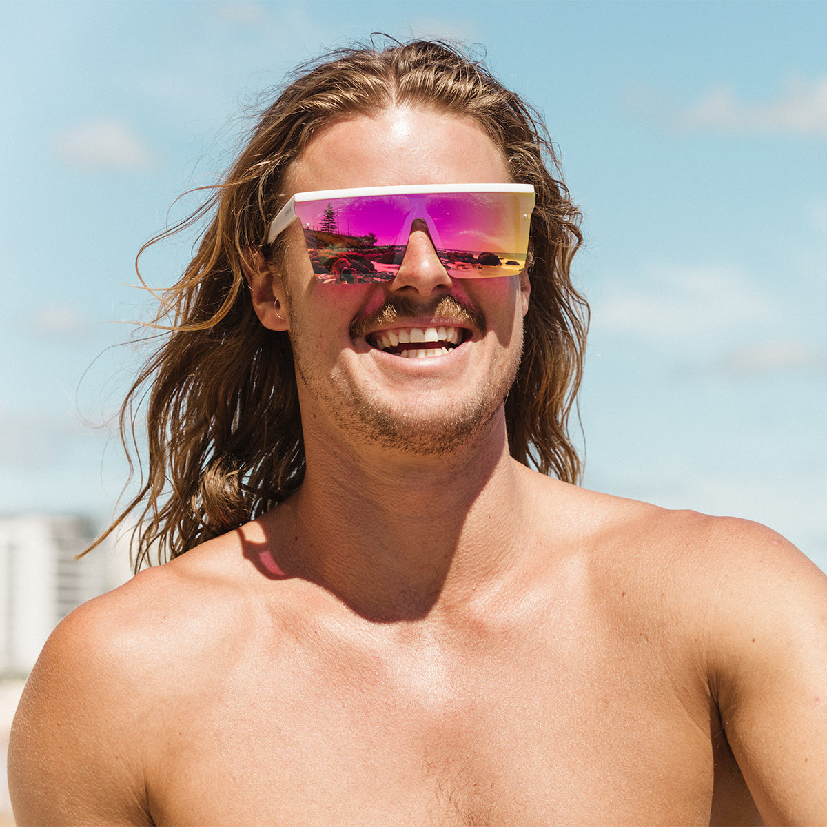 Muse -  Gloss White Frame Hot Pink Orange Lens w/Pink Iridium
