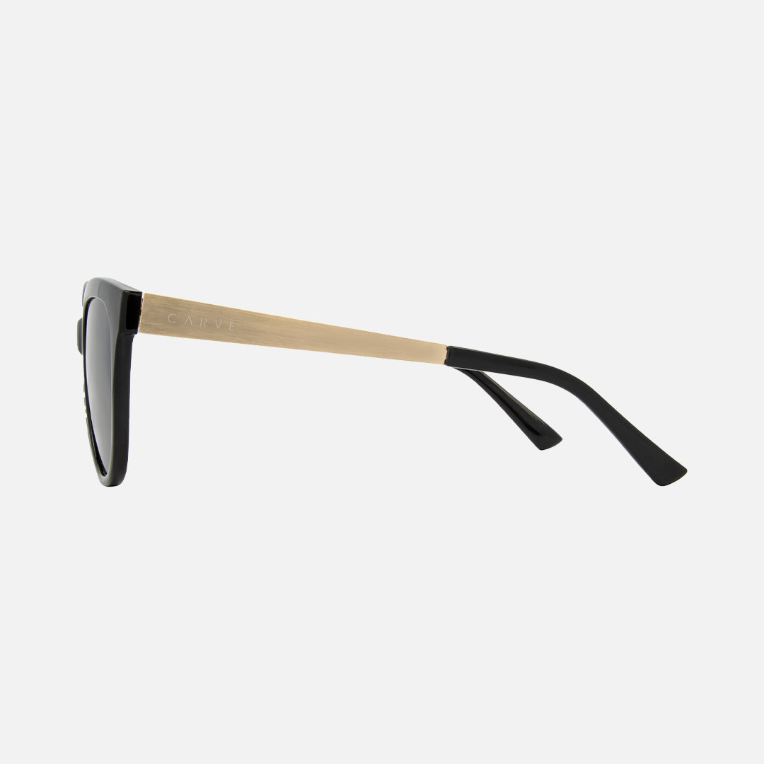 Allure - Gloss Back Front with Gold Temple & Grey Polarized Lens