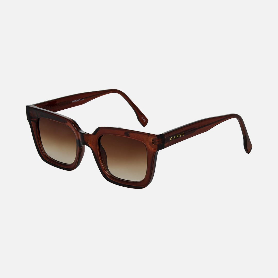 Manhattan - Gloss Crystal Pecan Frame with Brown Gradient Lens