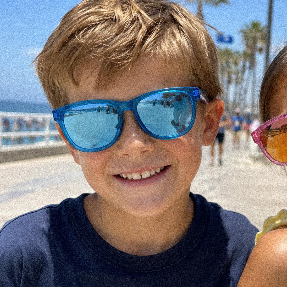 Cali Junior - Kids Crystal Blue Frame with Grey with Blue Iridium Lens