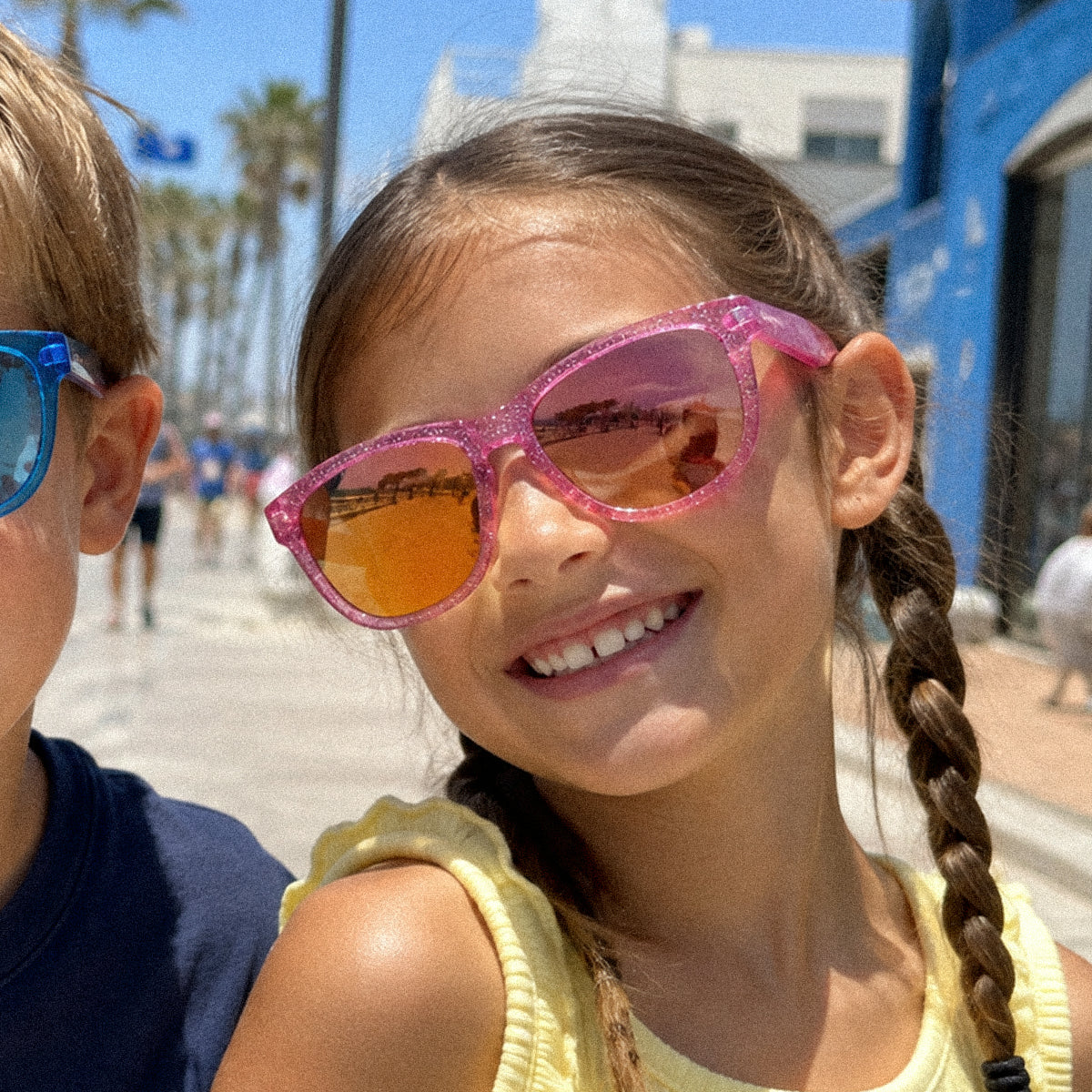 Cali Junior - Kids Crystal Pink Glitter Frame with Grey with Pink Iridium Lens
