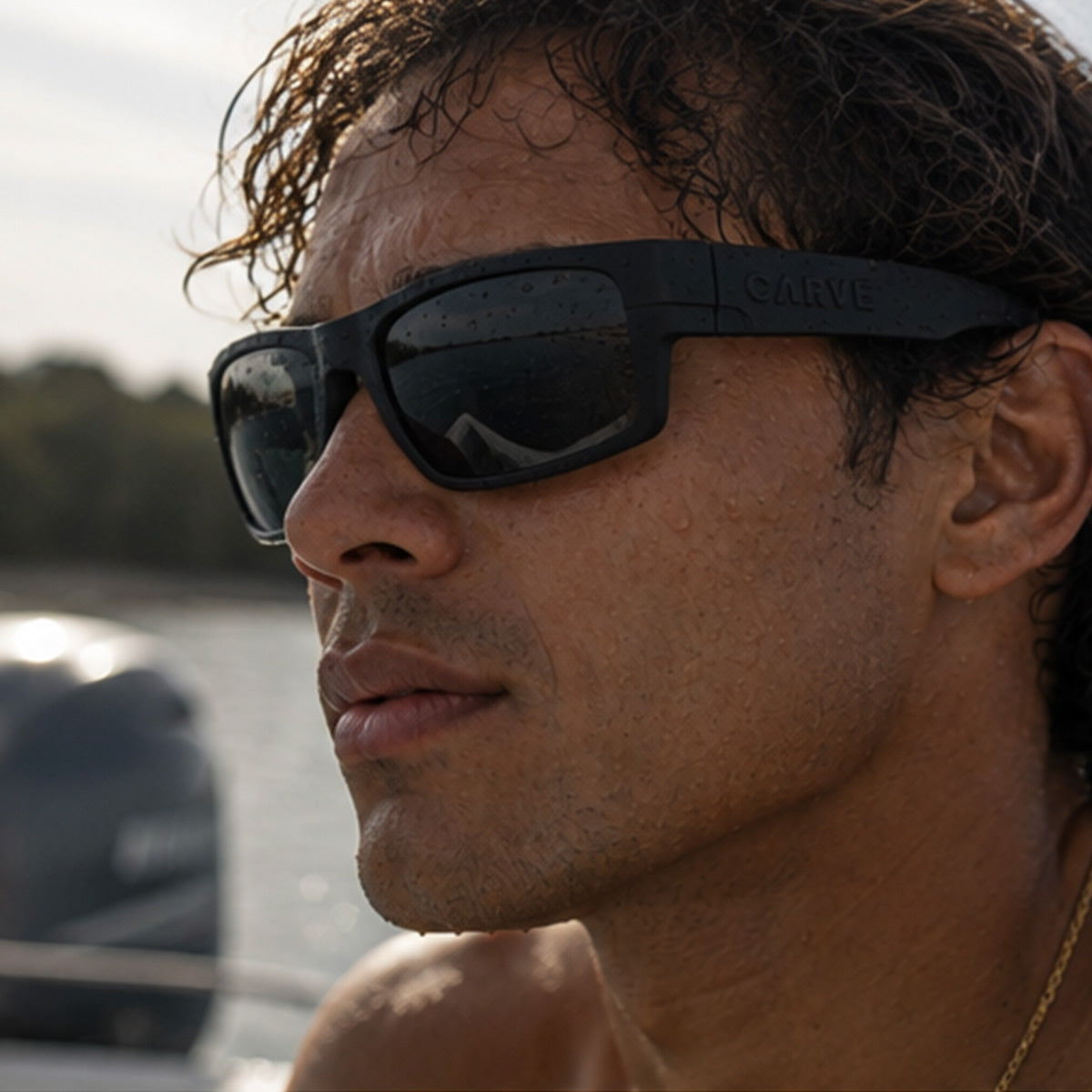 Volley - Floating Matte Black Frame with Grey Injected Polarized Hydrophobic Lens