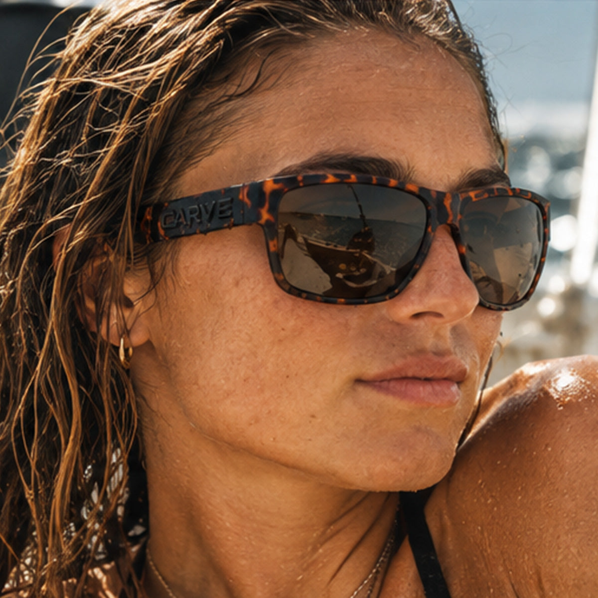 Volley - Floating Matte Tort Frame with Grey Injected Polarized Hydrophobic Lens