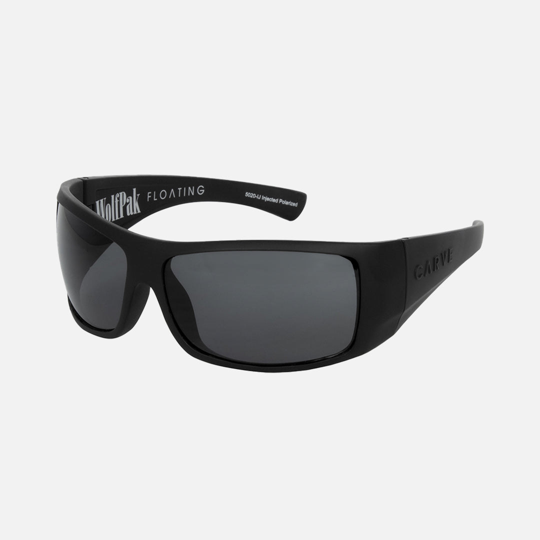 Wolfpak - Floating Matt Black Frame with Grey Injected Polarized Hydrophobic Lens