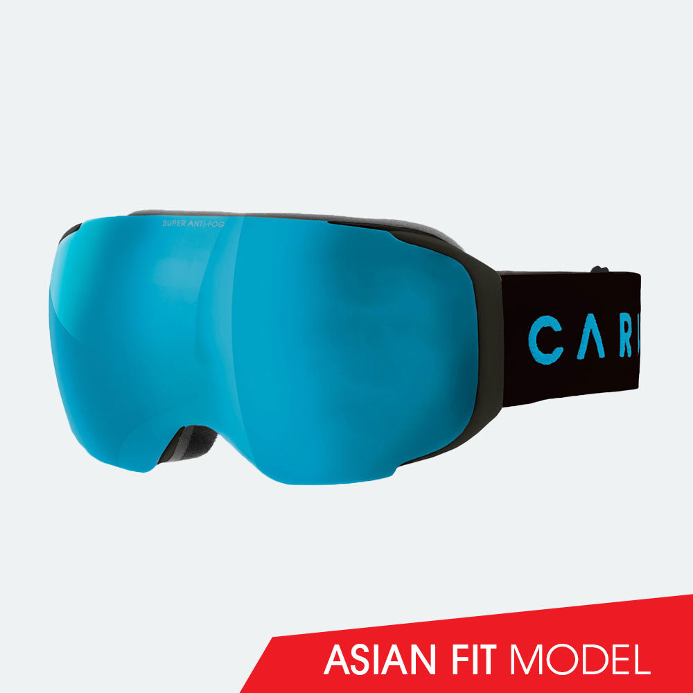 The Boss - Asian Fit Matt Black Frame, Grey with Cyan & Yellow Lens with Clear Flash Coating