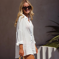 Kauai Womens Long Sleeve Beach Shirt - White