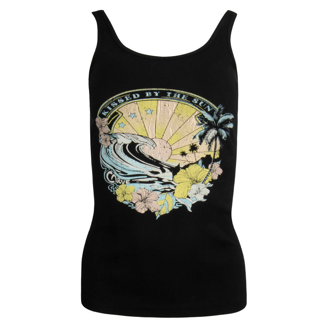 Sun Kissed - Womens Tank Top - Washed Black