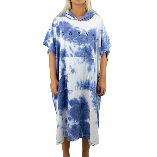 Tie Dye Vibes - Youth Beach Poncho - Blue/White