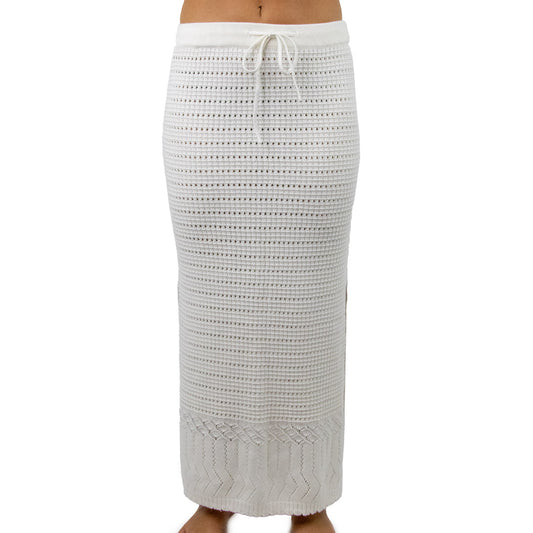 Malibu - Women's Crochet Long Skirt - Cream