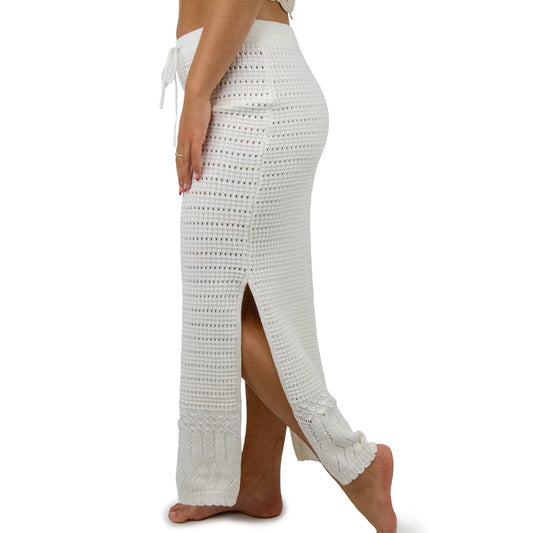 Malibu - Women's Crochet Long Skirt - Cream