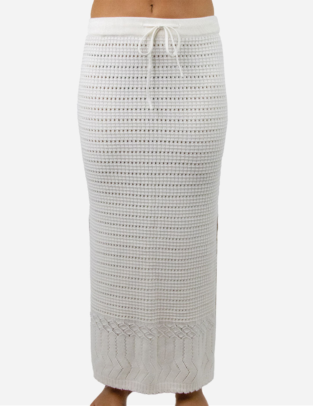 Malibu - Women's Crochet Long Skirt - Cream