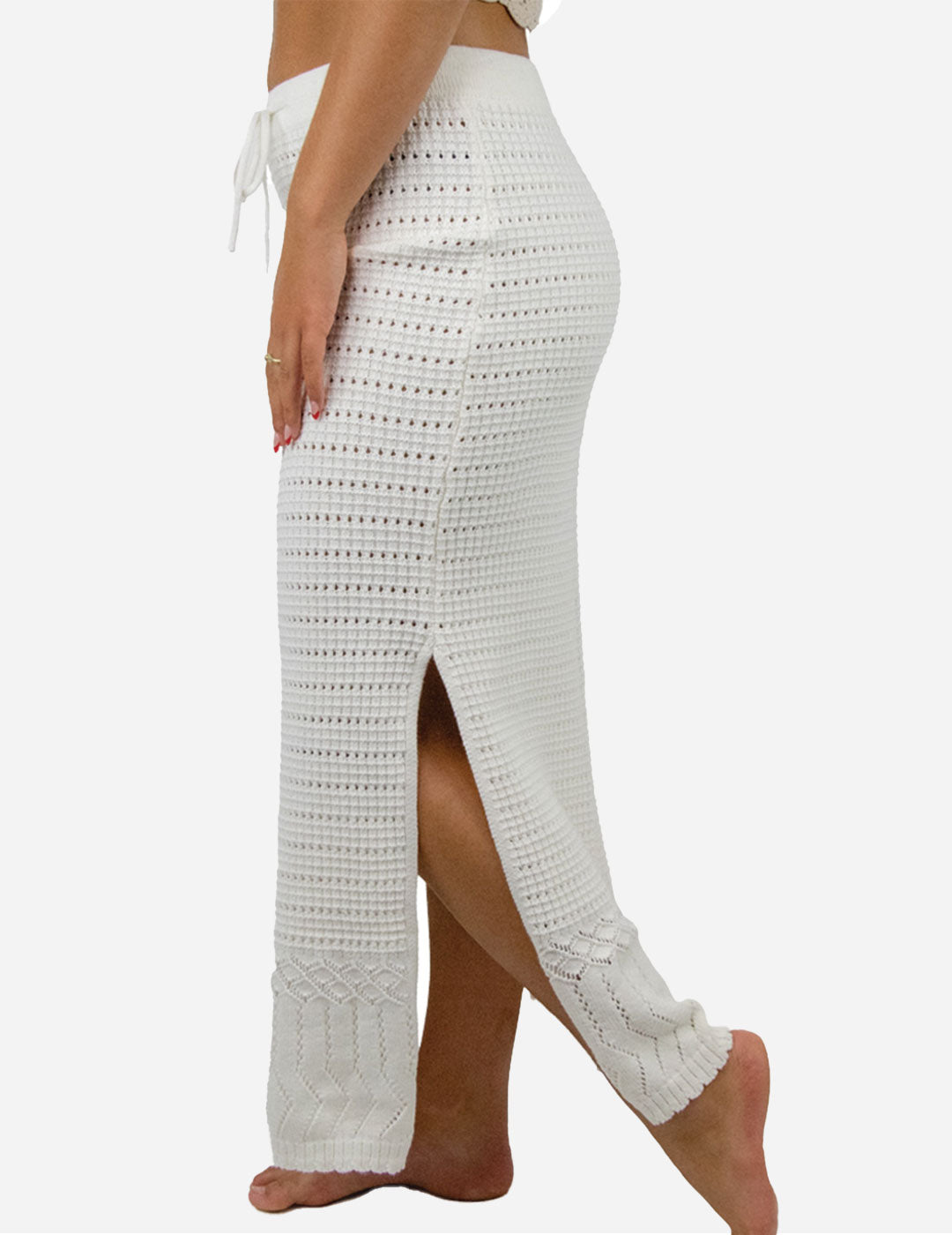 Malibu - Women's Crochet Long Skirt - Cream