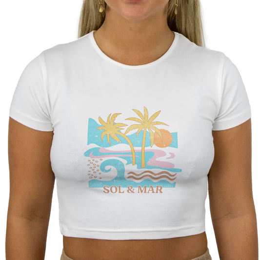 Sol & Mar - Women's Short Sleeve Baby Tee - White