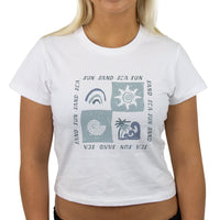 Sun & Sea - Women's Short Sleeve Crop Tee - White