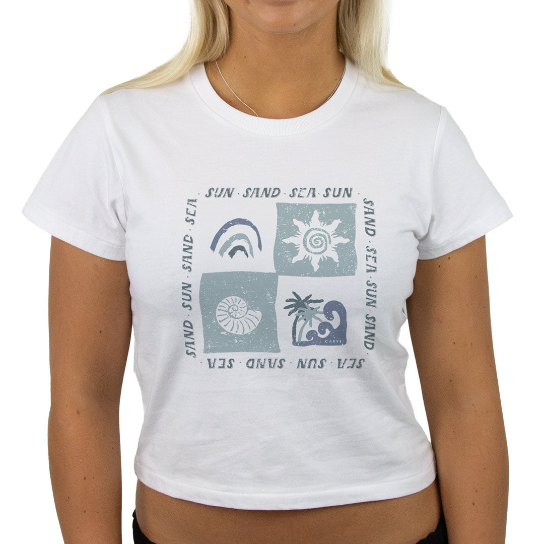 Sun & Sea - Women's Short Sleeve Crop Tee - White