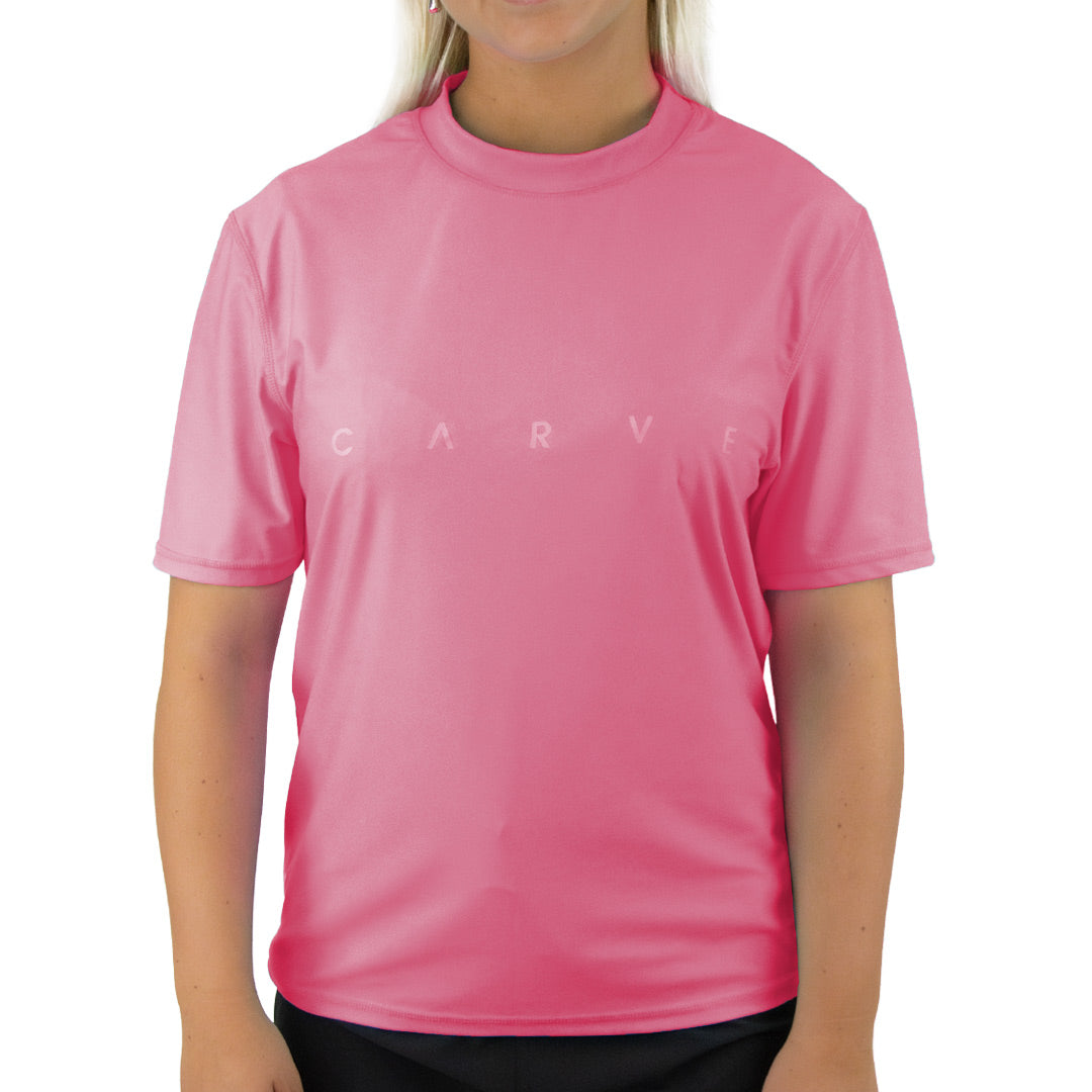 Wipe Out - Womens Short Sleeve Tee Rashie - Pink