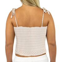 Capri - Women's Crochet Cami Top - Cream