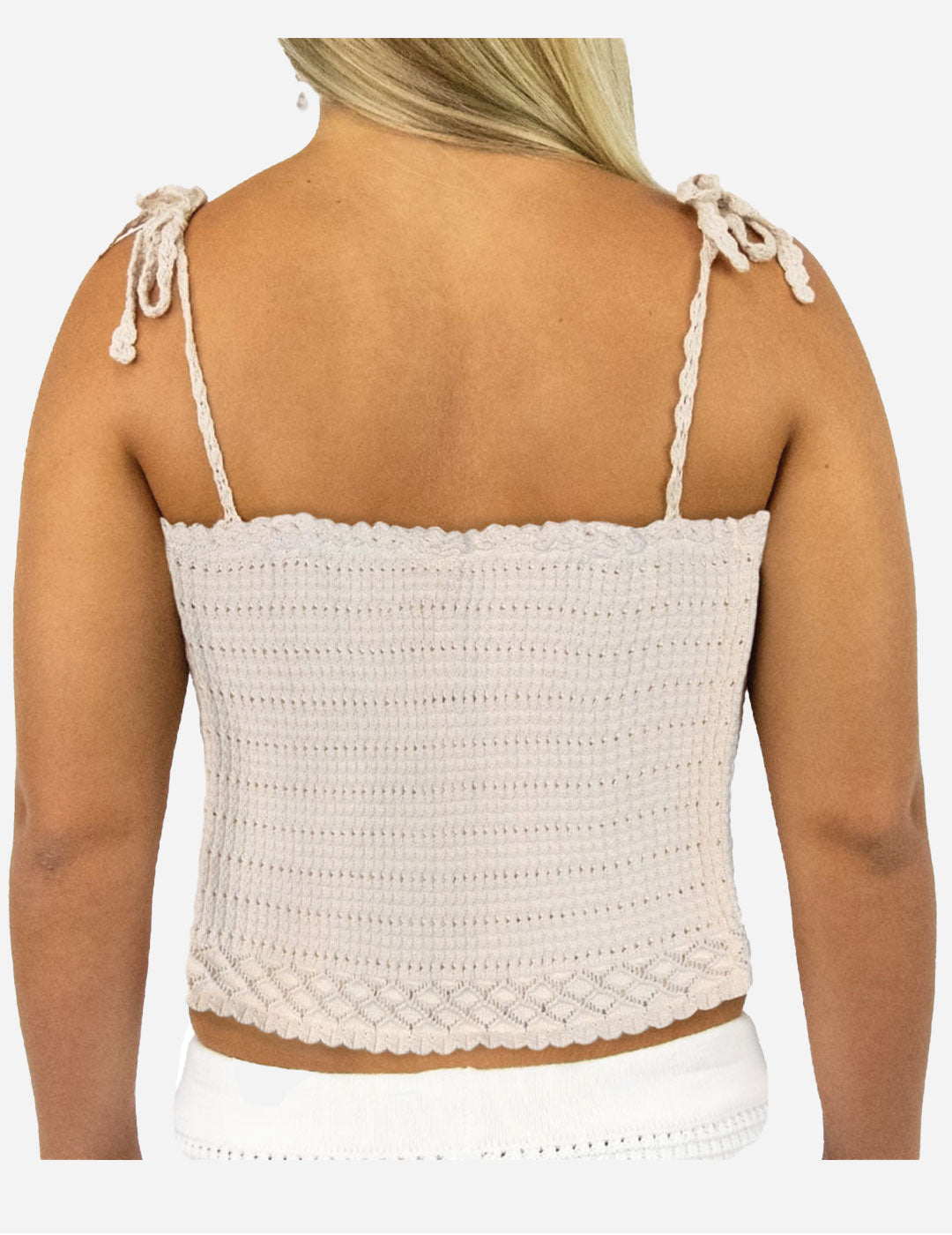 Capri - Women's Crochet Cami Top - Cream