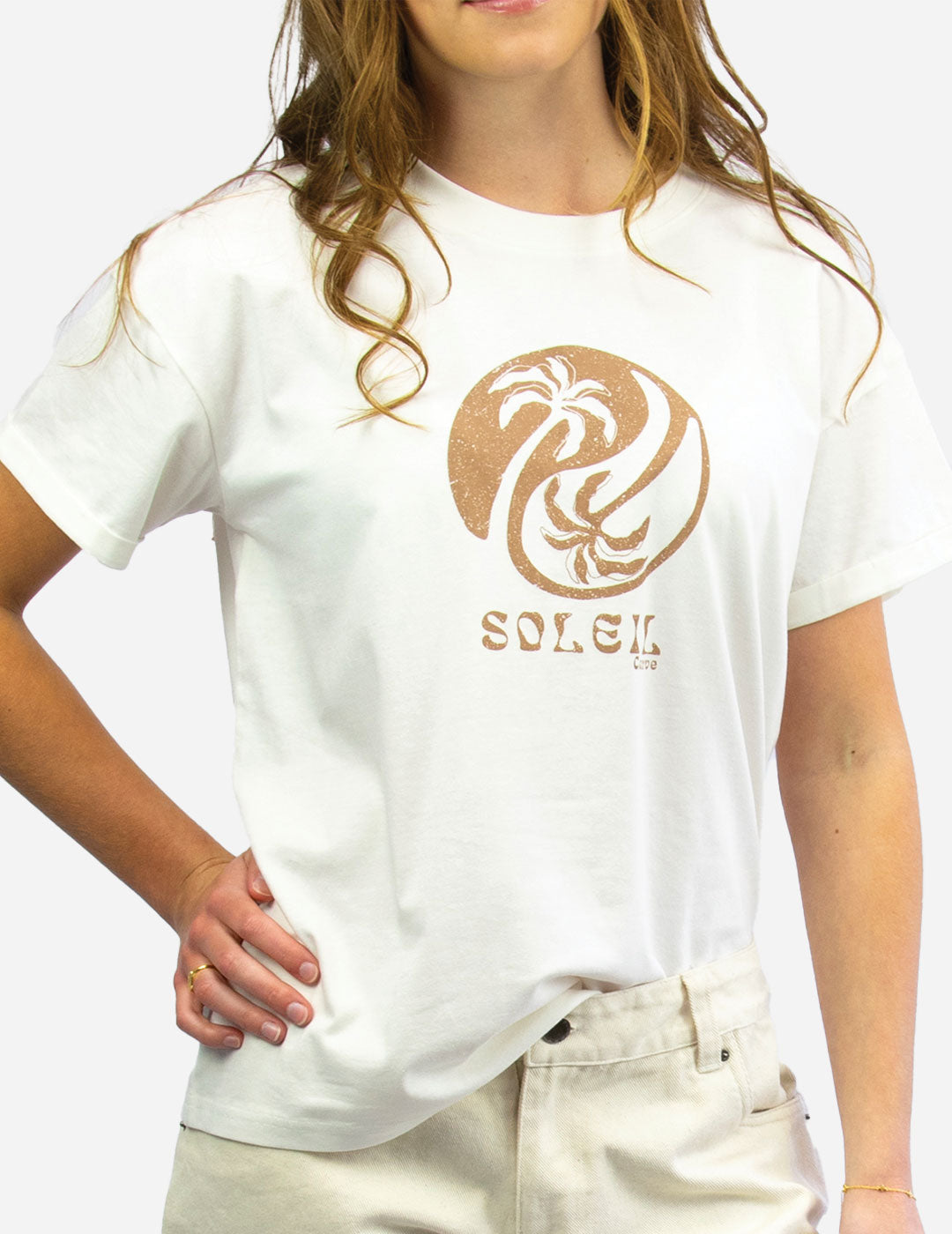 SOLEIL Womens oversize short sleeve tee WPD BUTTER