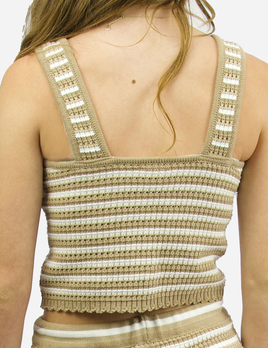 BAMBI - Women's crochet cami top - Mocha Stripe