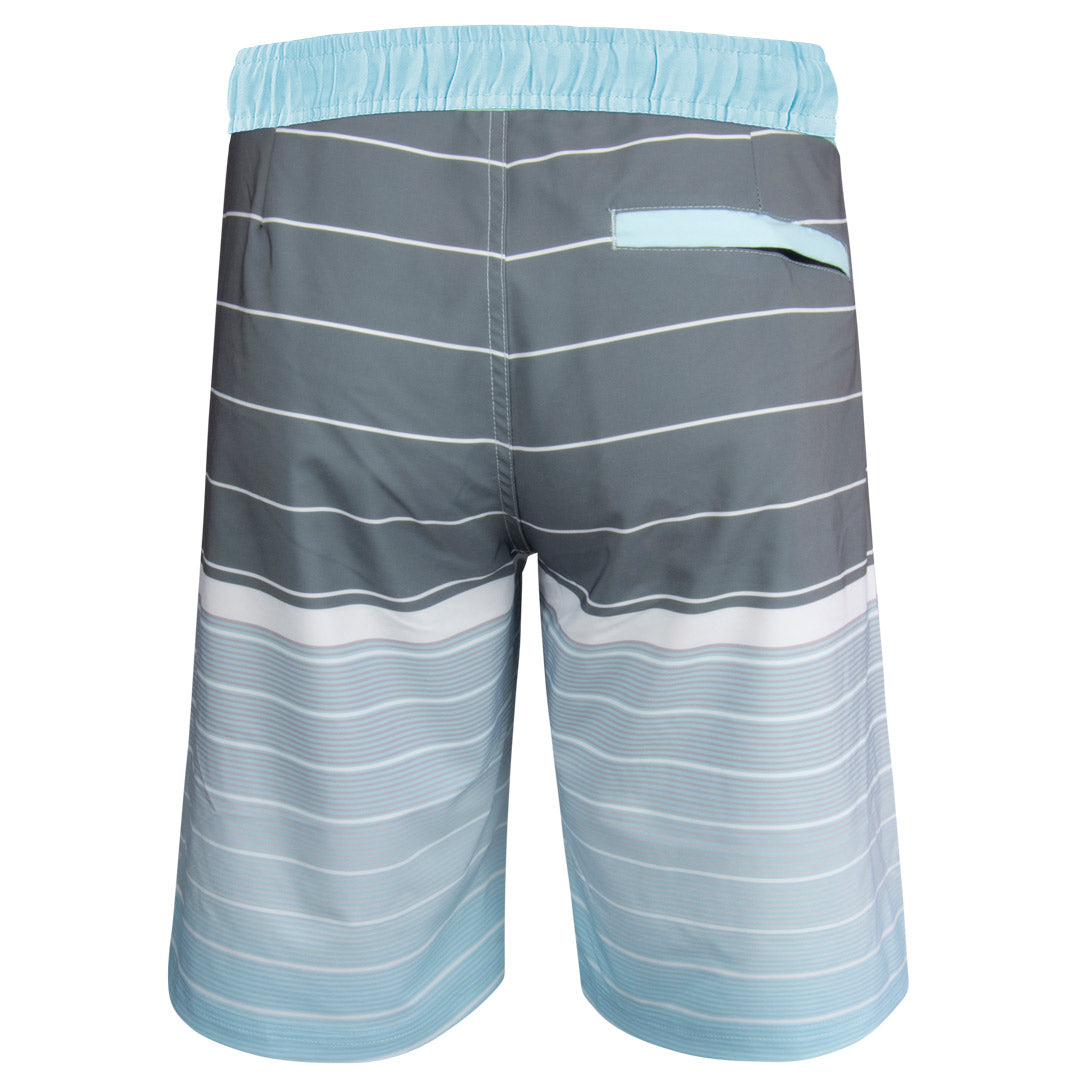 Linear Mens Larger size Elastic Waist Boardshorts - Grey/Blue