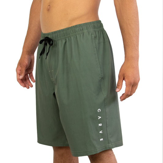 Power Up - Mens Elastic Waist Mesh Brief Boardshort - Khaki