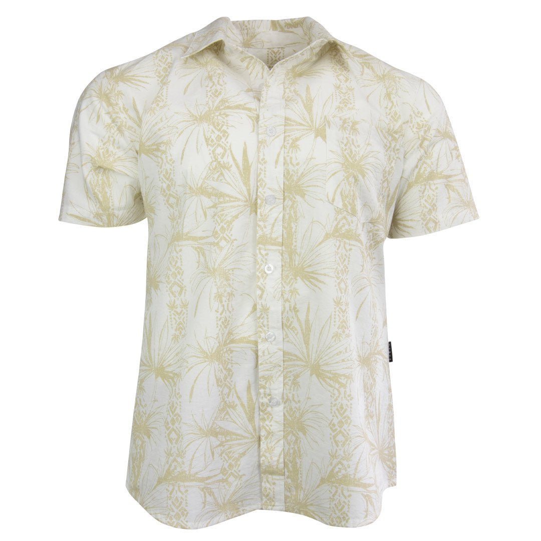 Pantropical Men's Larger Sizes Short Sleeve Button Up Shirt - White