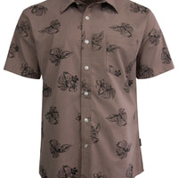 Sandy Side - Mens Short Sleeve Button Up Shirt - Plum