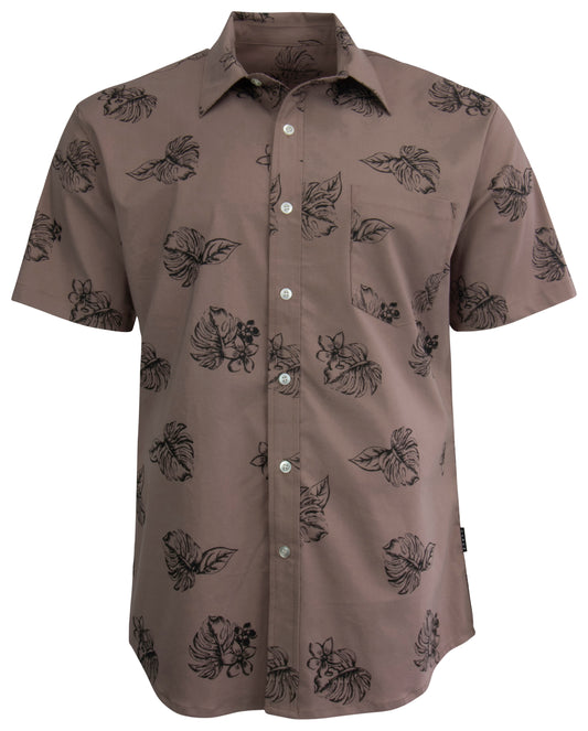 Sandy Side - Mens Short Sleeve Button Up Shirt - Plum