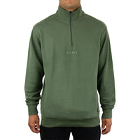 Slanted Men's Larger Size 1/4 Zip Sweater - Clover Green