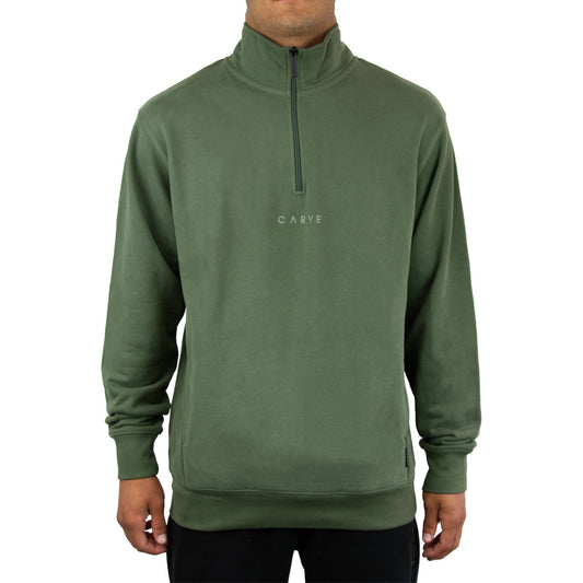 Slanted Men's Larger Size 1/4 Zip Sweater - Clover Green