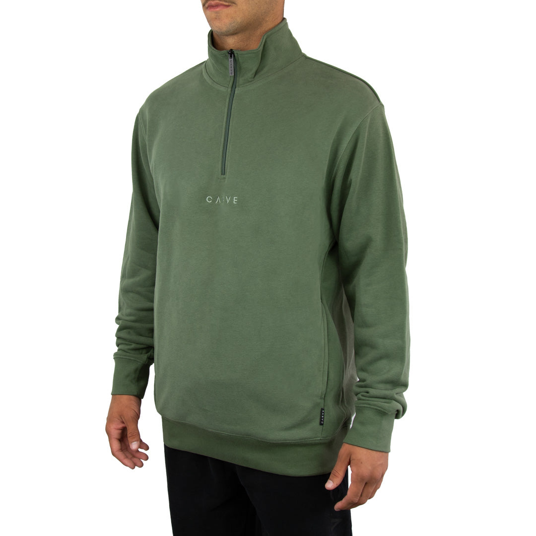 Slanted Men's Larger Size 1/4 Zip Sweater - Clover Green