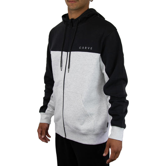 Orca - Mens Zip Front Hoodie with Contrast  - Black White Marle